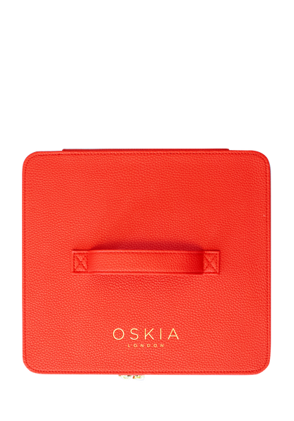 OSKIA red vegan leather vanity case