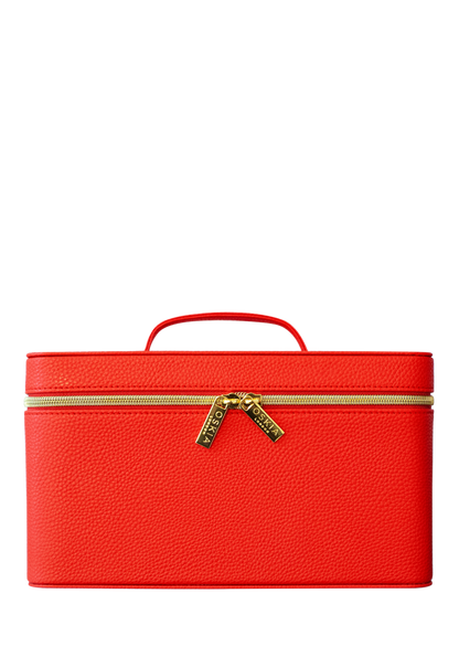 OSKIA red vegan leather vanity case